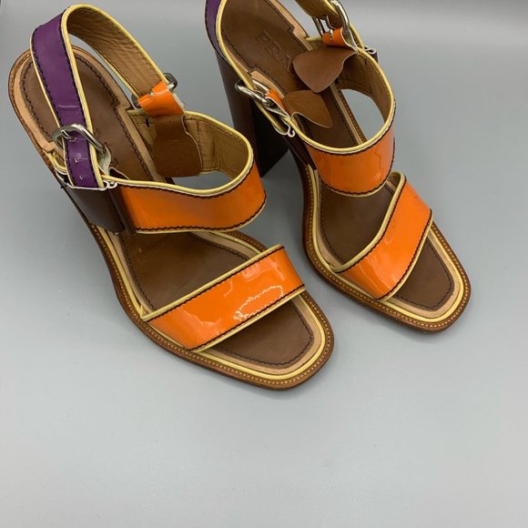Prada Orange and Purple Sandals in Patent Leather (38,5)  - FL-SH-022 - Picture 10 of 11